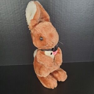 Vintage 1984 DAKIN Brown Easter Bunny Rabbit Plush Tuxedo Outfit Carnation
